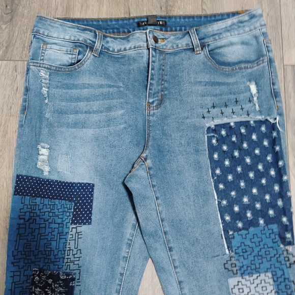 Anthropologie Juliette Patchwork Boyfriend Jeans 14 - Picture 9 of 11